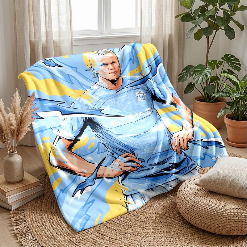 Erling Haaland Theme Blanket Soft Flannel Blanket Plush Throw Blanket Cozy Sofa Bed Blanket for Home Decor