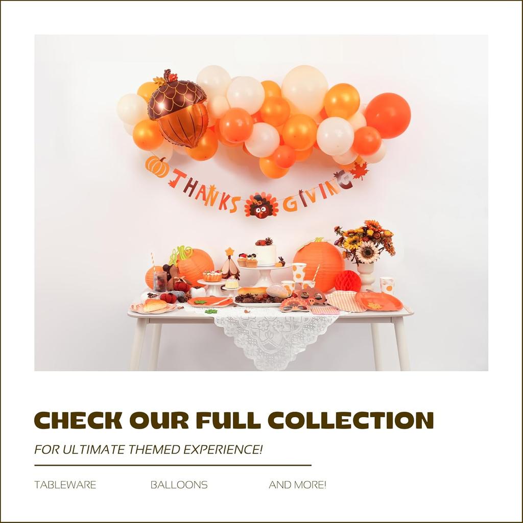 Thanksgiving Banner Garland – Paper “Happy Thanksgiving” Decoration with Turkey & Fall Leaves, Autumn Party Supplies for Family Dinner, Harvest