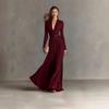 Abito Elegante da Donna Colorato a Manica Lunga con Definizione in Vita per Feste Cocktail e Uso Quotidiano