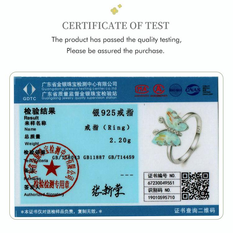 WOSTU Real 925 Sterling Silver Rainbow Crystal Butterfly Band Rings For Women Cute Insect Delicate Party Jewelry Gift