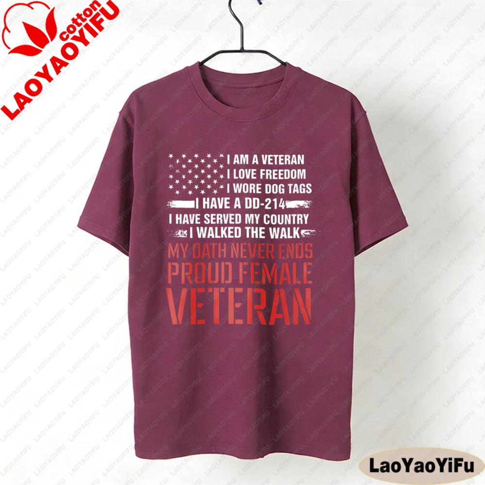 Proud FeUnisex Veteran Shirt Veteran Day Tshirt 4th of July Gift Veteran Women Tee Oversized Tees Oneck Pattern Clothes Tops