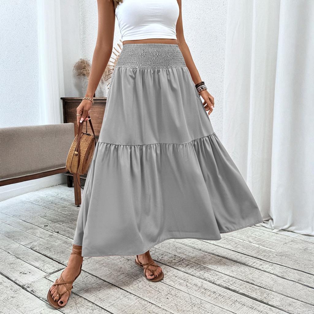 Dámská móda Plisovaná Květinový potisk Elastický pas Volná A-linie Kapsa Spojovaná Sukně