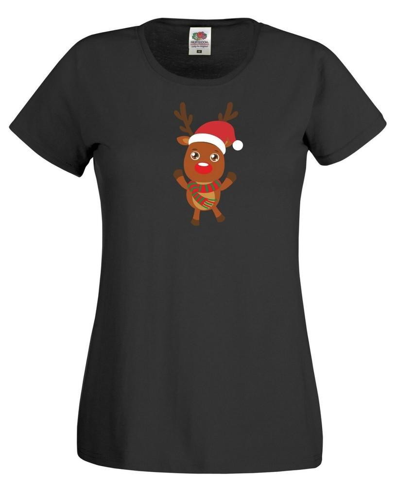 Santa Rudolph T Shirt Red Nose Reindeer Funny Christmas Xmas Gift Women Tee Top M