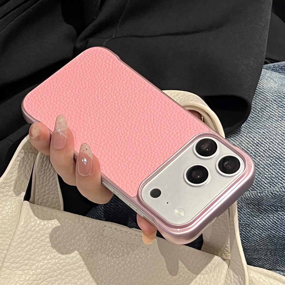 

Business Simple Leather Frameless Matte Phone Case For iPhone 17 16 15 14 13 12 Pro Max 17Pro Solid Color Frosted PC Armor Cover iPhone 15