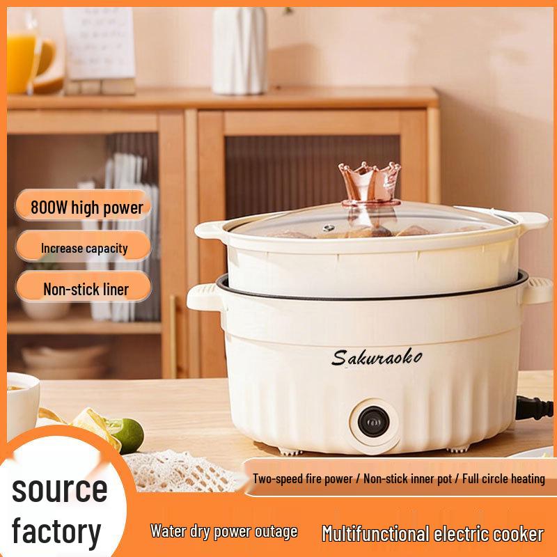 Large Capacity Multi-functional Electric Cooker: Hot Pot, Rice Cooker, Non-stick Frying Pan for Dorms and Homes 24CM Non-stick Pot [Dual Speed]