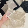 Damen Sommer Satin Gepunktet Spitze Verlängert 10A Antibakterielle Baumwolle Filterlos Mittelhoch geschnittene Slips