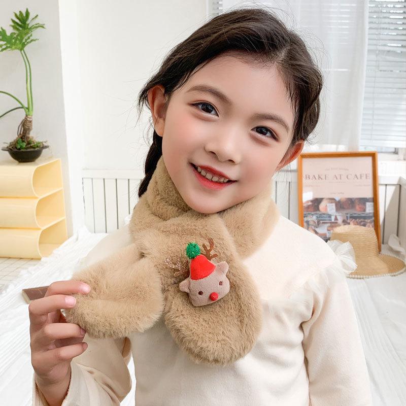 Children's Cute Cartoon Plush Neck Gaiter - Imitation Rabbit Fur, Warm and Versatile for Autumn and Winter