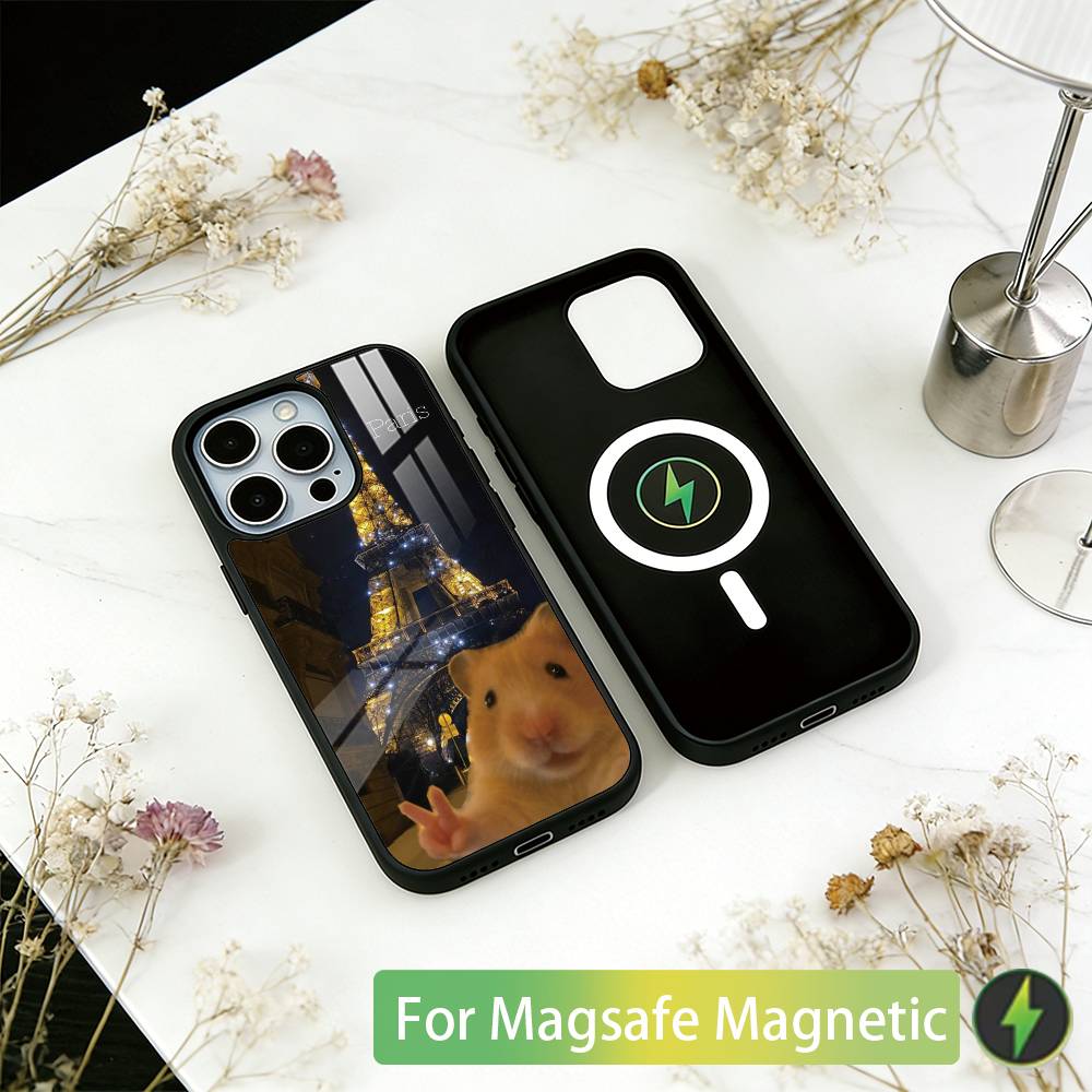 Funny Cute Hamster Phone Case For iPhone17,16,15,14,13,12,11 Plus,Pro Magnetic For Magsafe Wireless Charging