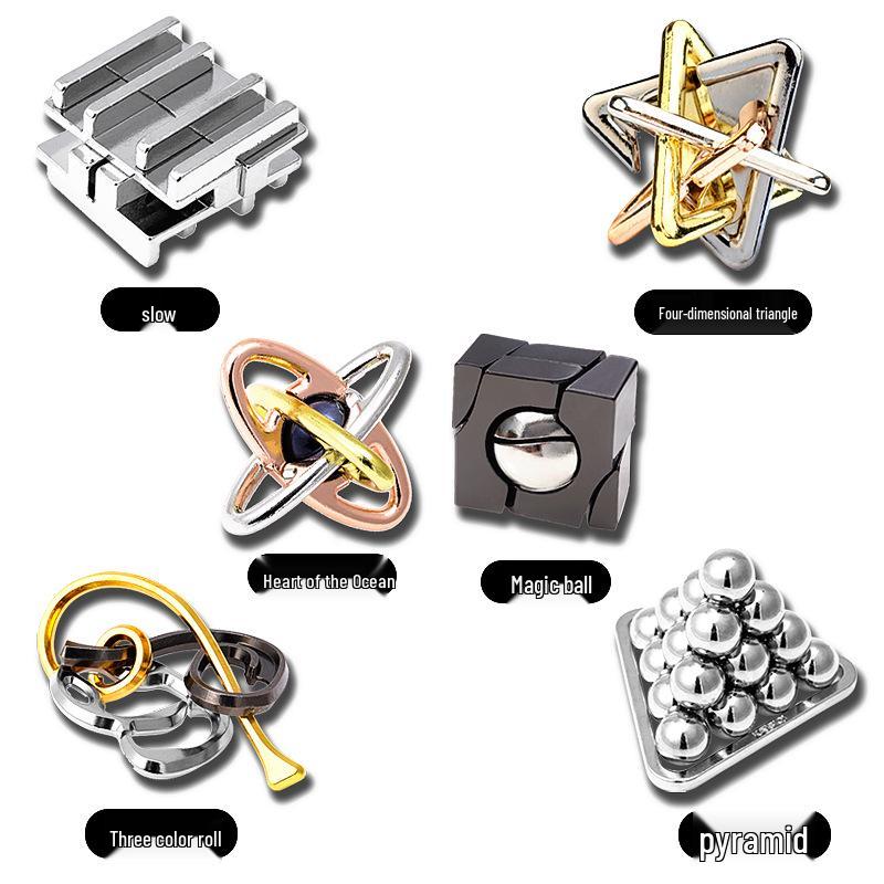 Children's Educational Metal Puzzle Set: Luban Lock, Nine Rings, and Kongming Lock Disentanglement Toys