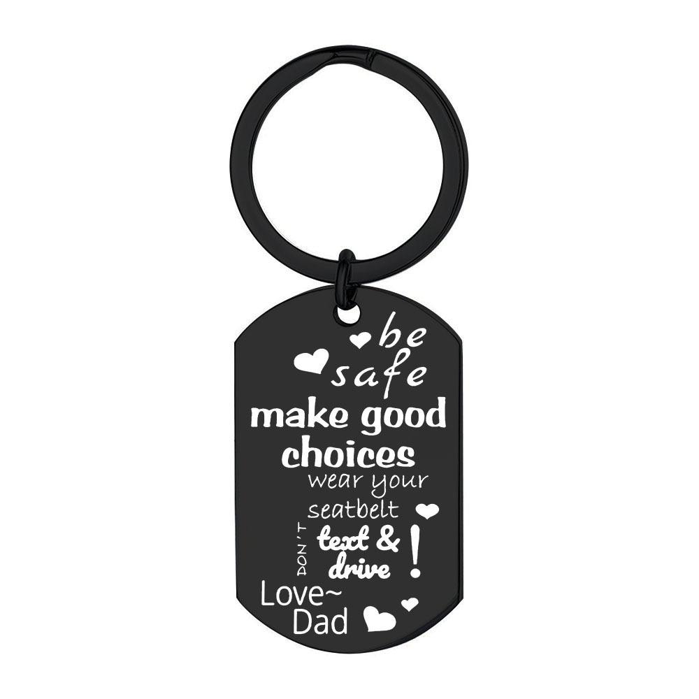 Creative Minimalist Keychain Spanish Key Pendant Metal Stainless Steel Laser Key Ring Stainless Steel Keychain for Backpack Bag Pendant