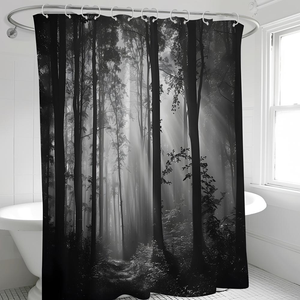 1Pcs Halloween Decoration Gothic Style Forest Pattern Shower Curtain Bathroom Decor Halloween Decoration Indoor Showr Curtain