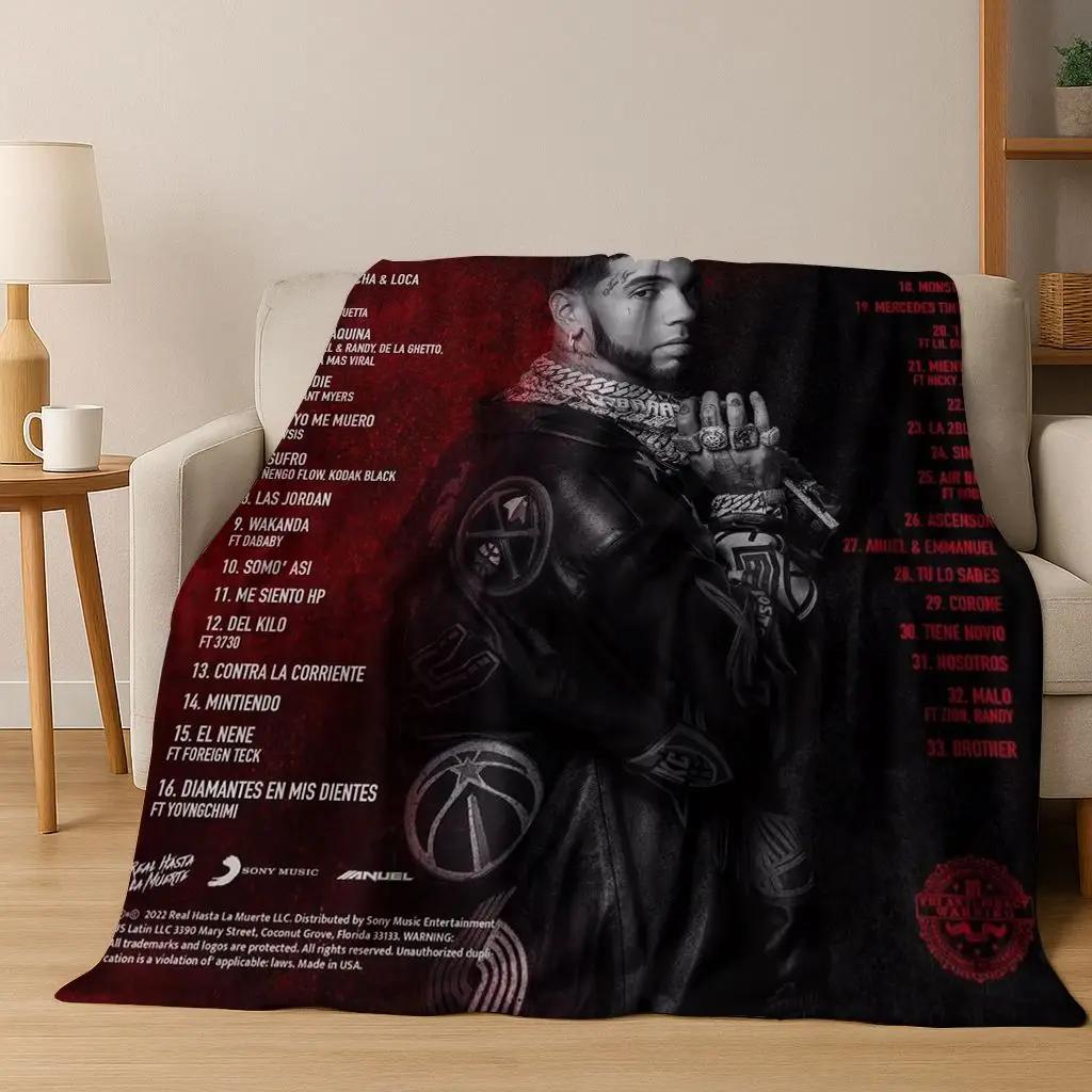 Free Anuel AA Rapper Hip Hop Singer Star Flannel Blanket Soft Warm Throw Blanket for Bedroom Living Room Bed Camping Picnic Gift