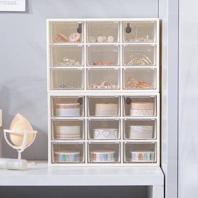 9 Grids Desktop Storage Box Jewelry Drawer Dust-proof Woman Girl Pearl Beads Storage Boxes Plastic Cosmetic Earrings Makeup Container Organizer