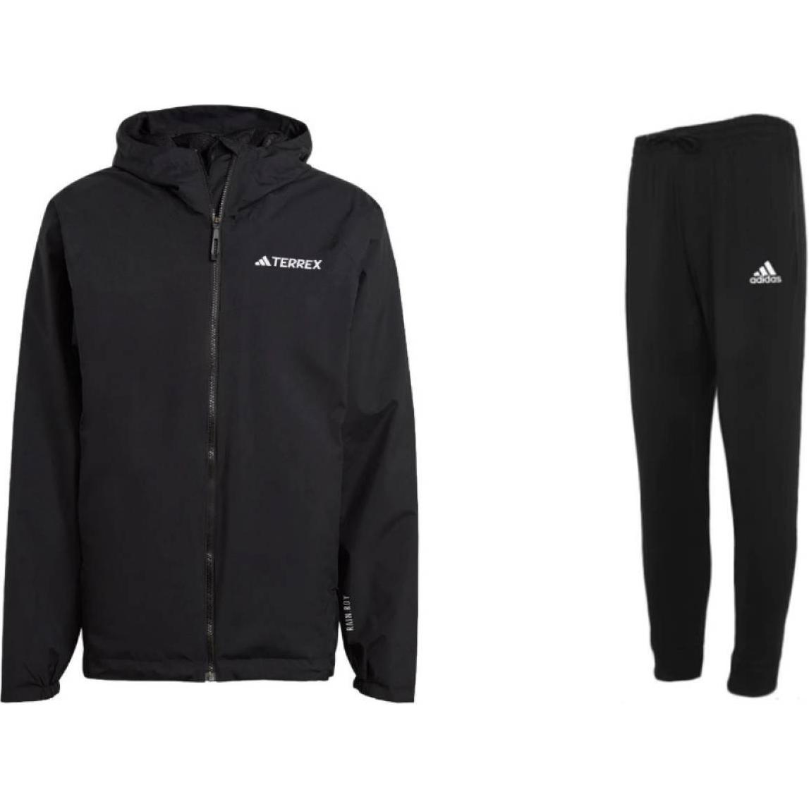 

Adidas Solid Color Comfortable Hooded Jacket Fashion Breathable Knitted Long Pants Casual Sports Suit Men suit Black IP1435+GK9226 M