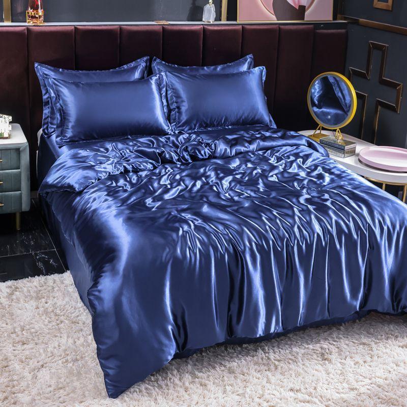 Bedding Set Solid Color Luxury Bedding Kit Rayon Satin Duvet Cover Set Twin Queen King Size Bed Set 3pcs/4pcs Home Textile