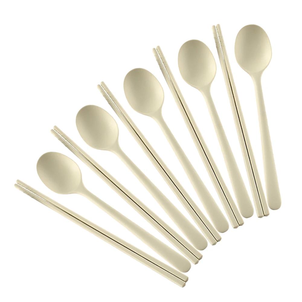 

Portable Korean 10Pcs Tableware Set High Quality Silicone Dinner Set Pink Dinnerware Spoon Chopsticks Flatware Cutlery Set белый