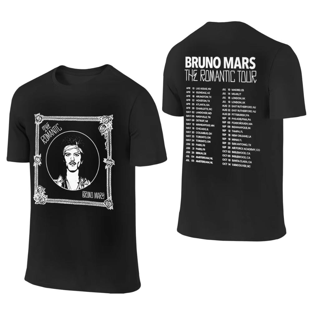 Men Women Bruno Mars The Romantic Tour 2026 Shirts Outfits Fashion Cotton Printed Oversized Unisex T Shirt Tee Clothing Summer