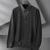 Men's Plus Size Fake Two-Piece Polo Knit Shirt