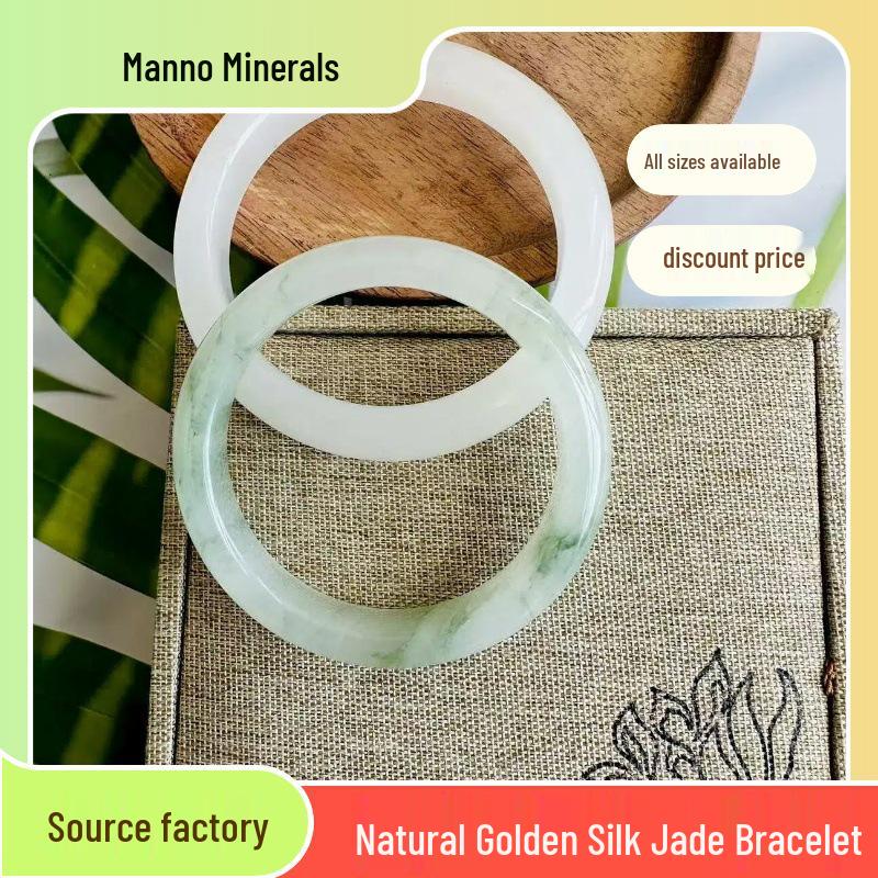 Authentic Tianshan Green Quartzite Jade Bracelet with Ink Wash Painting Size: 2744