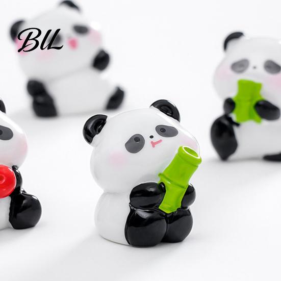 Mini Versatile Figurine 2 Pcs Panda Figurines Cute Resin Statues DIY Miniature Adorable Model Cake Toppers for Fairy Garden Micro Moss Landscape