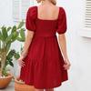 GMXIA Square Neck Drawstring Cute Mini Dress Summer Sweater Ball Dresses