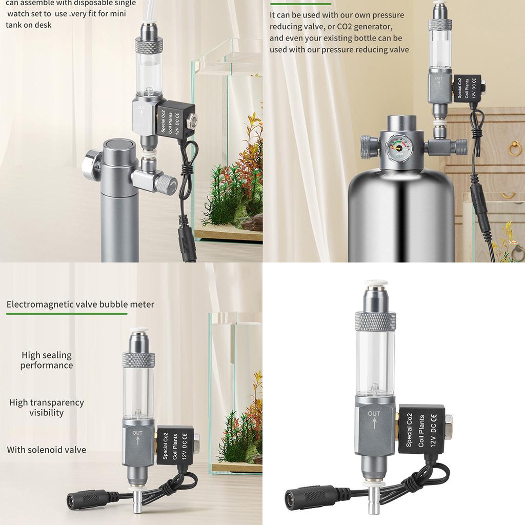 Precision Aquarium CO2 Pressure Regulator Solenoid Valve Quick Connect Bubble Meter Corrosion Resistant Design
