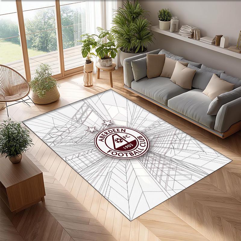 Aberdeen FC Soccer Football Pattern Soft Area Rug Non Slip Indoor Floor Carpet Sports Decor Mat for Bedroom