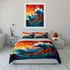 Ocean Waves Art Decor Set Bedding Set with 1 Duvet Cover 2 Pillowcases Single Double King Queen, Gift