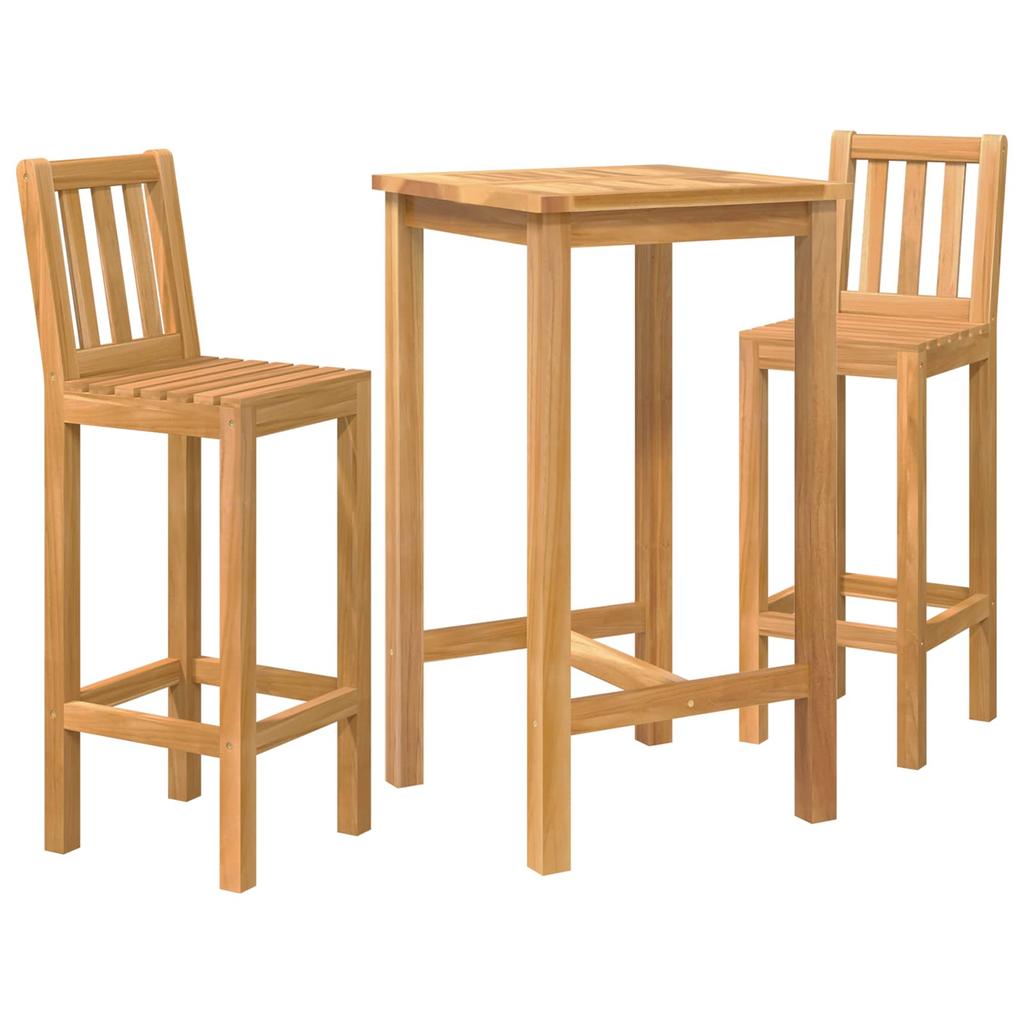 Outdoor Bar Set 3 pcs Untreated Solid Teak Wood