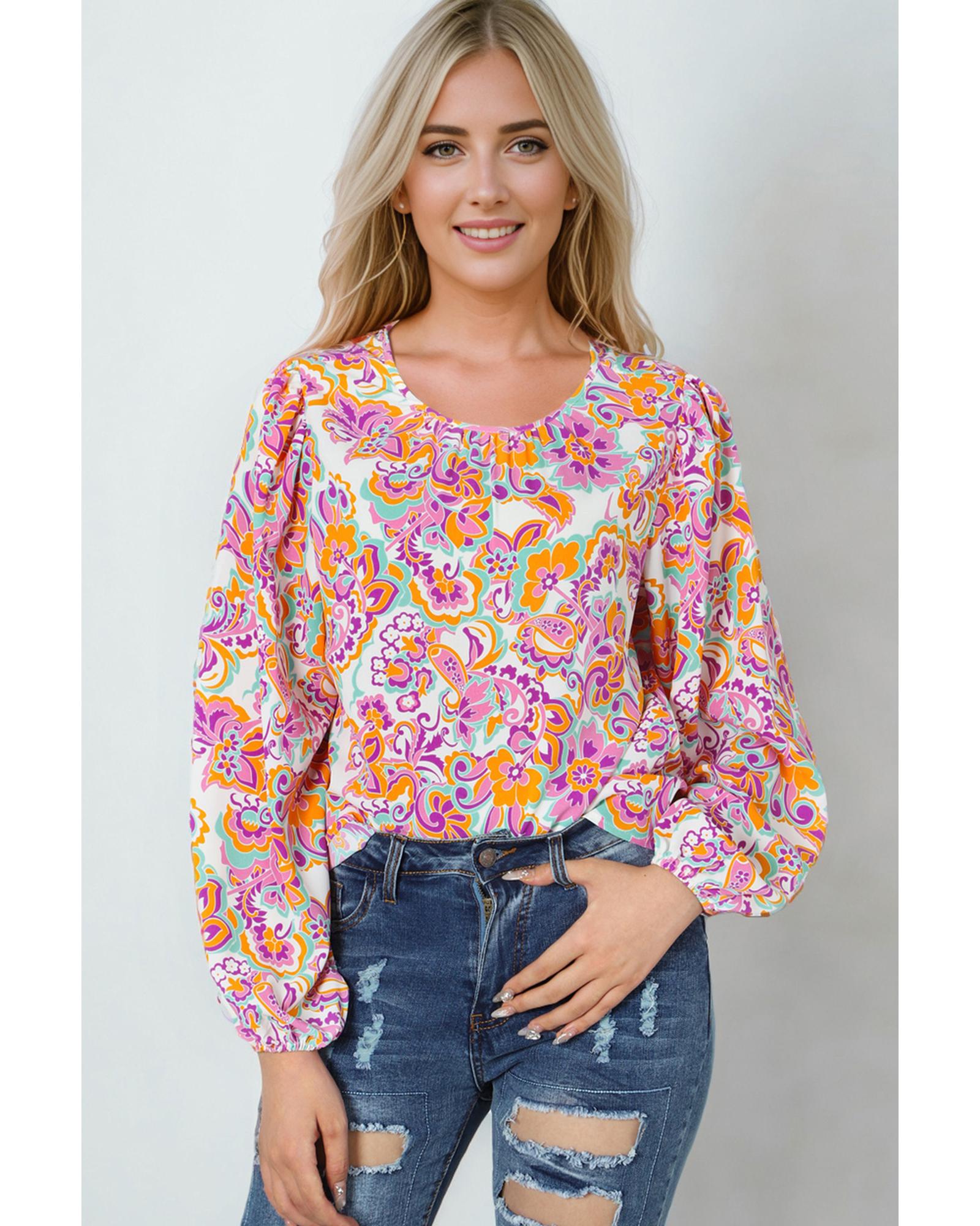 

Azura Exchange Фиолетовая блузка в стиле бохо с узором пейсли и рукавами в крестьянском стиле XL фиолетовый