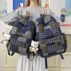 Sac à dos à carreaux rétro pour femme Sac d'école pour étudiant