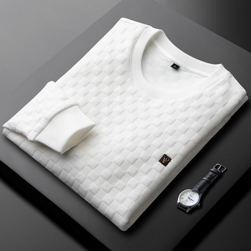 

2025 Men s Slim Fit Long Sleeve White Waffle Sweatshirt - Versatile High-End Autumn/Spring Base Layer. XXL белый