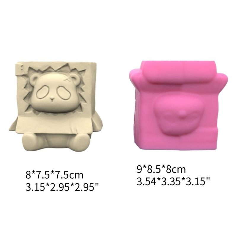 Sitting Panda Shaped Planter Vase Moulds Cements Mould Silicone Material for Hand-Making Succulent Plant Flowerpot Vase