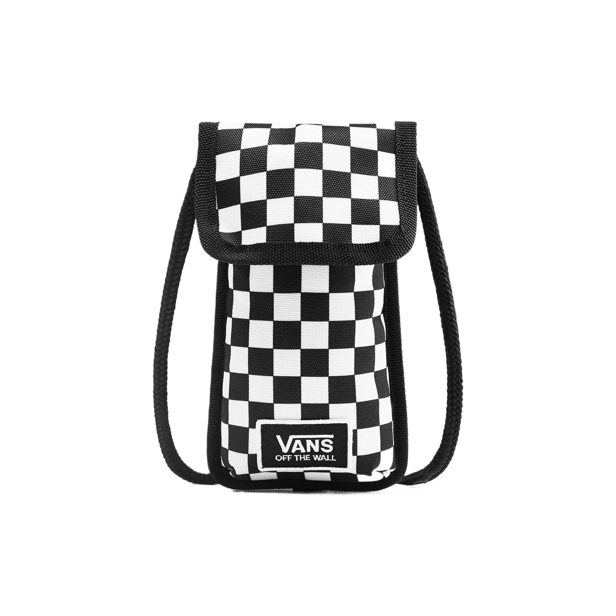 Vans Logo Checkerboard Polyester Phone Bag Unisex Shoulder Bag Black White VN0A4S71705 Black White Checkerboard