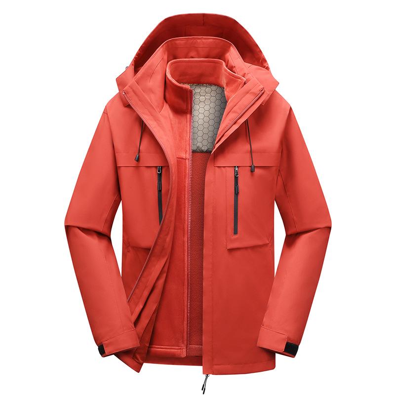 Personalized Windproof 3-in-1 Jacket: Solid Color, Custom Logo, Unisex Design, Thick Workwear