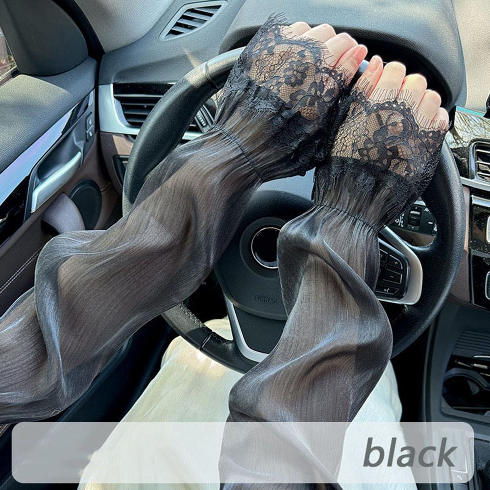 New Summer Long Fingerless Gloves Women's Sunscreen UV Protection Lace Arm Cover Outdoor Breathable Driving Riding Arm Sleeves