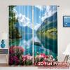 2pcs, 2D FLAT PRINTING Curtains (Without Rod) Blooming Serenity Popular Curtains Versatile Durable Polyester Curtains Festive