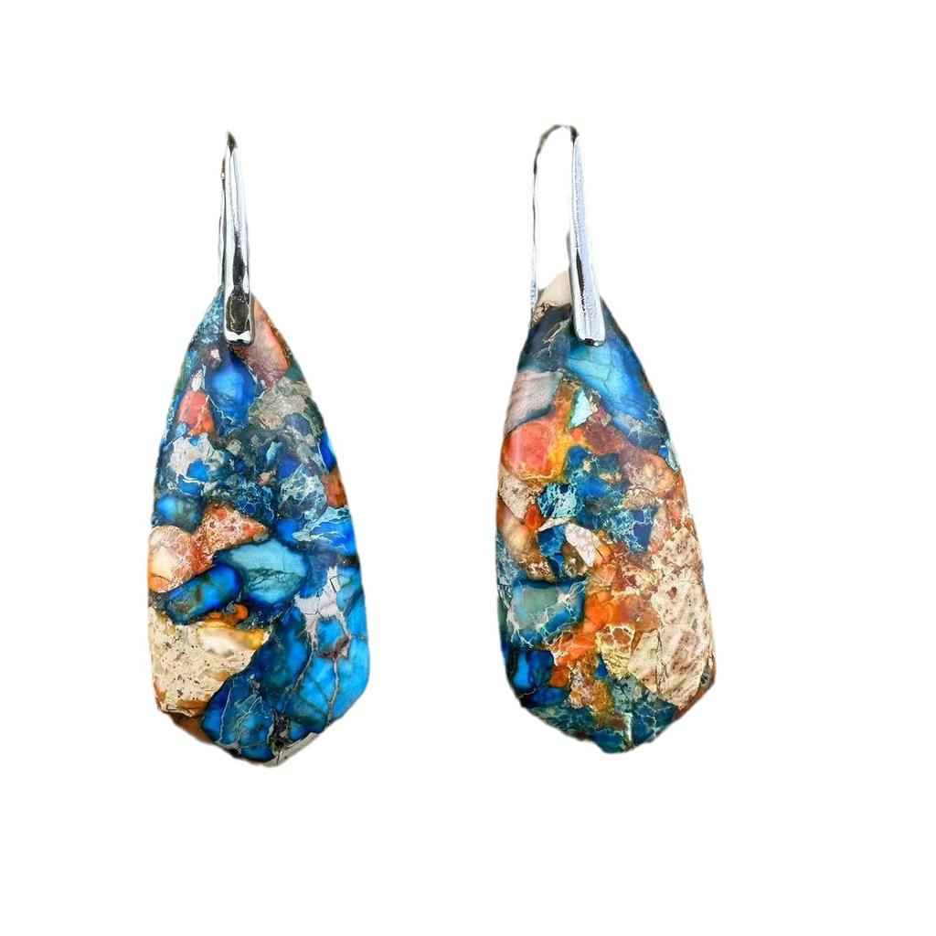 BLINGBAY Women's Pendant Hot Selling Colorful Imperial Stone Drop Shape Pendant Earrings Bosnia Vintage Multicolor Earrings Girls Jewelry Gifts