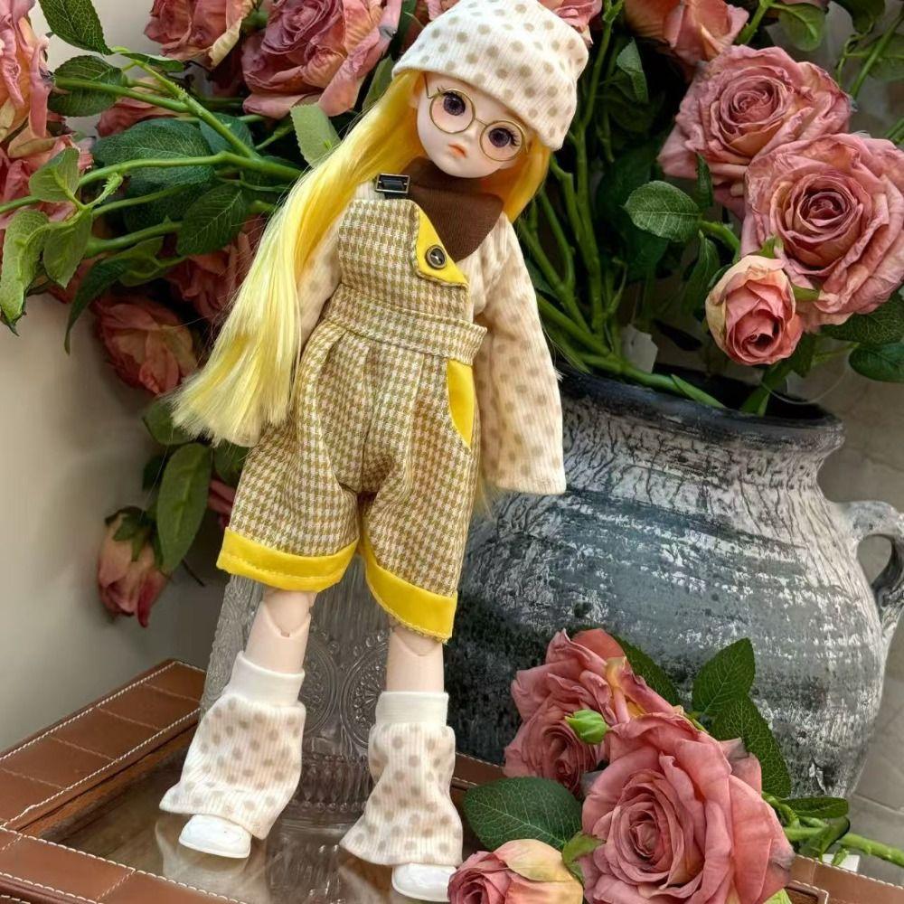 1 Set Long Hair 30cm Bjd Doll with Clothes Attractive Eyes Princess Makeup Ball Joint Doll Toddler