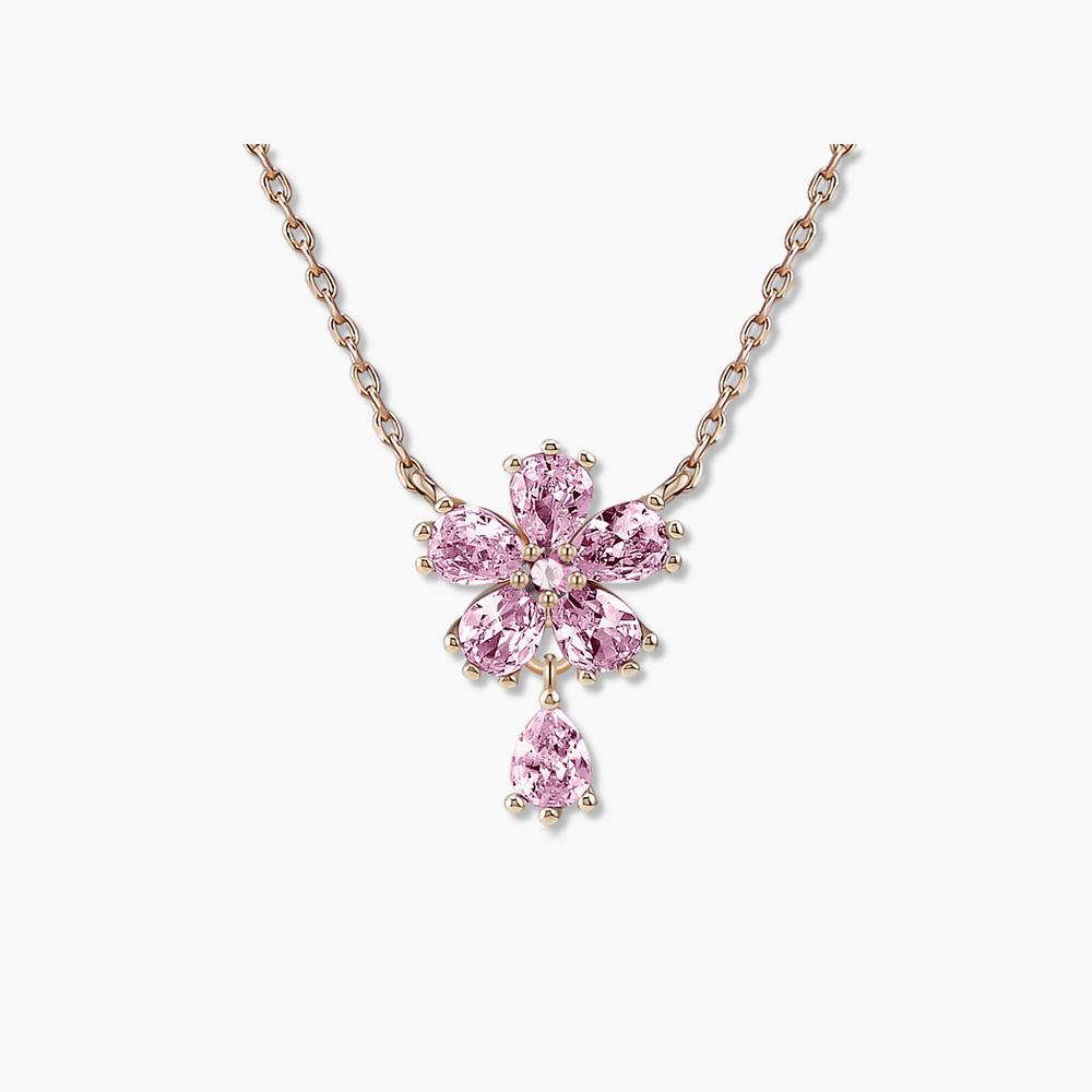 Monograph Callia Necklace Mgnl0392 14K Gold Plated (Rose Gold + Pink Cubic Zirconia)