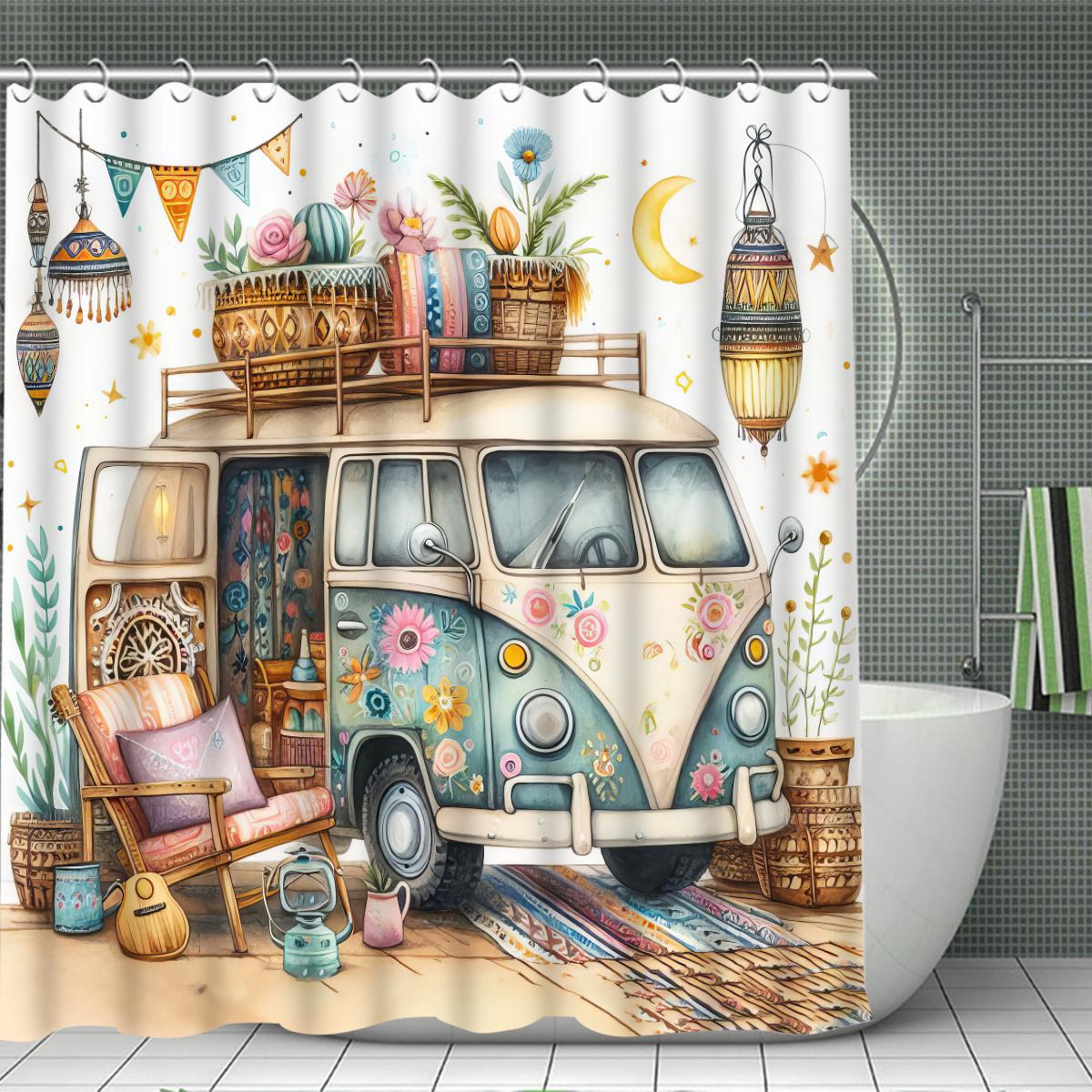 

A Whimsical Adventure Shower Curtain: Bring the Spirit of Travel and Freedom into Your Bathroom with This Charming Design W90XH180cm