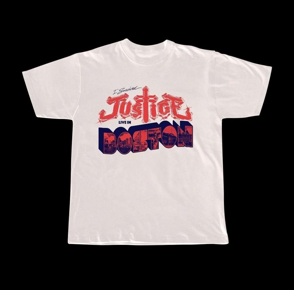 

Justice Band Live In Boston Shirt White Unisex S-5XL ND801 Unisex T-Shirt S