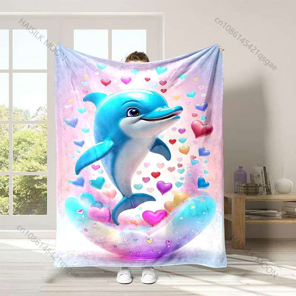Multi-Size Dolphins In The Underwater World Print Warm and Comfortable Blanket for Home Sofa Bed Travel Camping Picnic RV