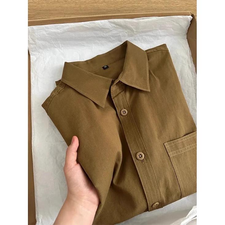 

Уникальный дизайн Веселая новая мужская рубашка Верхняя одежда Рубашка в стиле ретро Мужская летняя рубашка с коротким рукавом Студенческая свободная рубашка в гонконгском стиле M коричневый