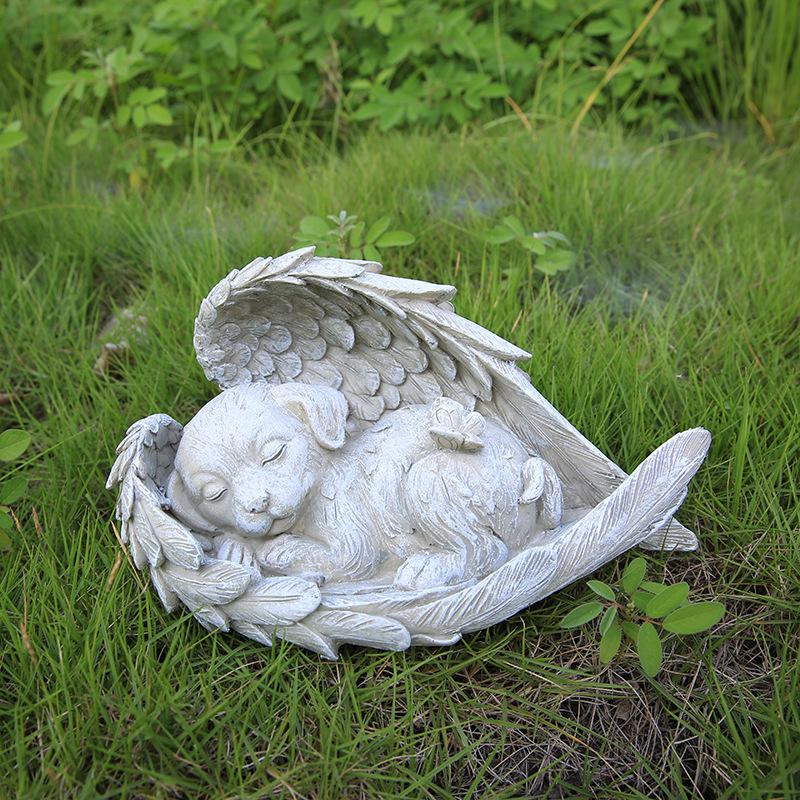 1Pc Angel Cat and Dog Handicrafts Ornaments, Resin Handicrafts, Garden Design Decoration Angel Cats and Dogs