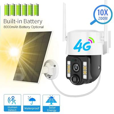 New New  Solar 4G SIM Card Smart Camera WiFi IP Outdoor Wireless Camara Waterproof CCTV Home Security Protection Built In Battery With Solar Panel