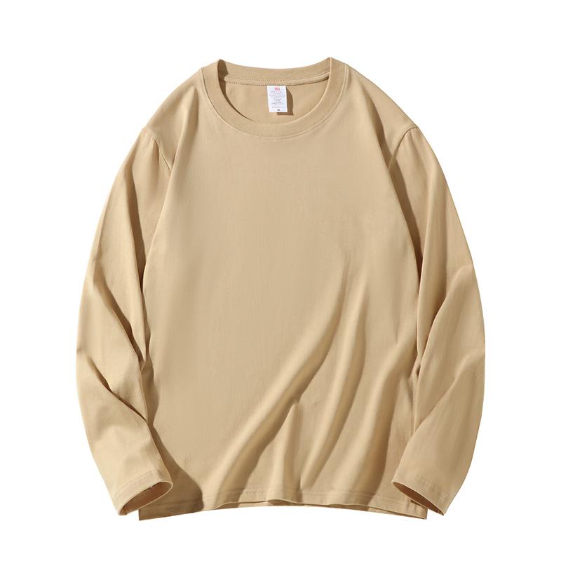 Men's Heavyweight 220g Cotton Long Sleeve Crew Neck T-Shirt, Available In 24 Solid Colors
