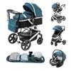 BAZARLAND30. 3-in-1 Kinderwagen, Reissysteem Met Autostoeltje, Kinderwagen en Draagmand, Klamboe, Regenhoes. GROEN