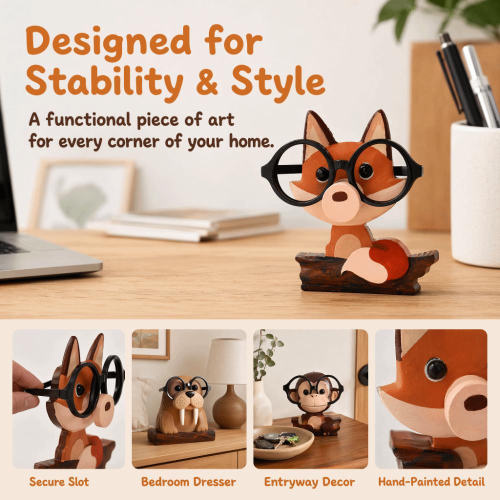 Vier optionale Tiergravur-Designs Holz-Tier-förmiger Brillenhalter