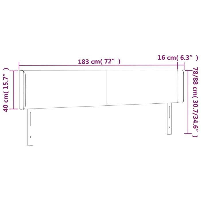 VidaXL Tête de lit avec oreilles Blanc 183x16x78-88 cm Similicuir3118591